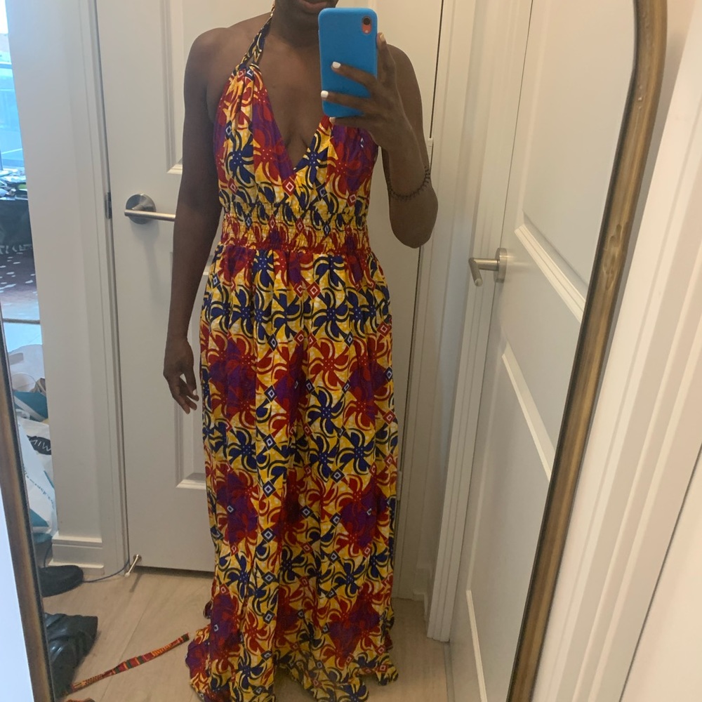 African dress ghana maxi , open back size medium to small ! One of a kind